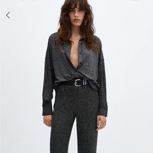 NEW - Mango Black Sparkle Button-Up Shirt
